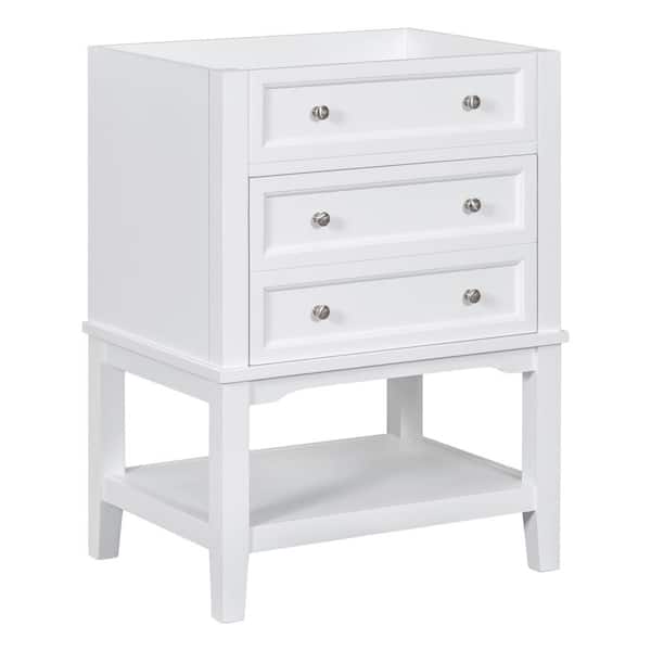 FAMYYT 24 in. W x 18 in. D x 33 in. H Solid Wood Frame Bath Vanity Cabinet without Top in White