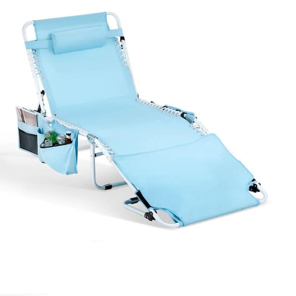 Blue Folding Outdoor Lounge Chaise Patio Lounge Chaise