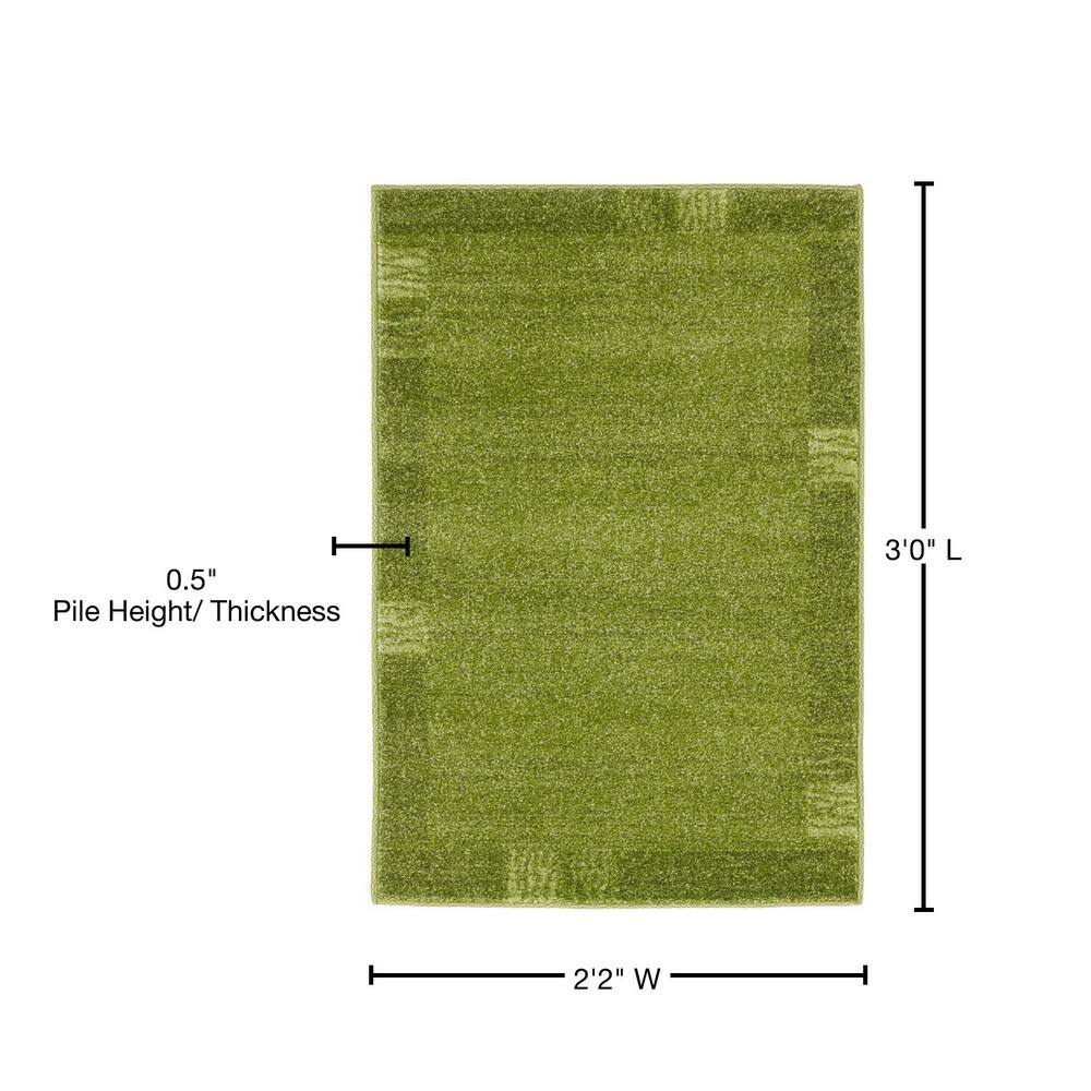 Light Green Tufted Rectangular Stain-Resistant Synthetic Rug