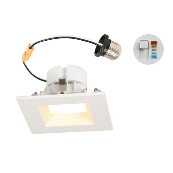 Westinghouse 4 in. Square 2700-5000K Selectable Remodel Canless Integrated LED Recessed Light Kit with White Trim