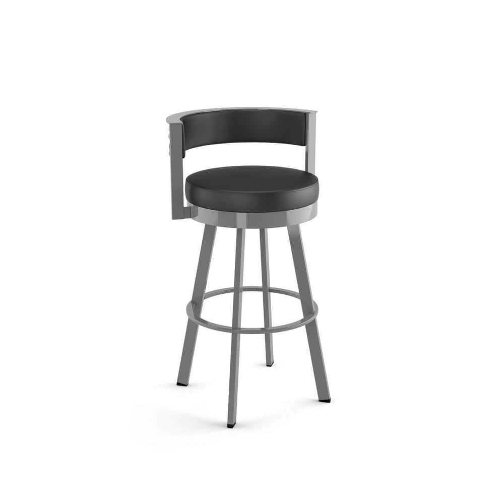 Black Faux Leather and Metal Swivel Bar Stool
