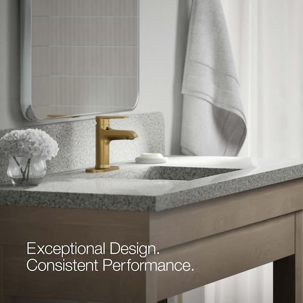 KOHLER Hint Single-Handle Bathroom Faucet with Escutcheon in Vibrant Brushed Moderne Brass