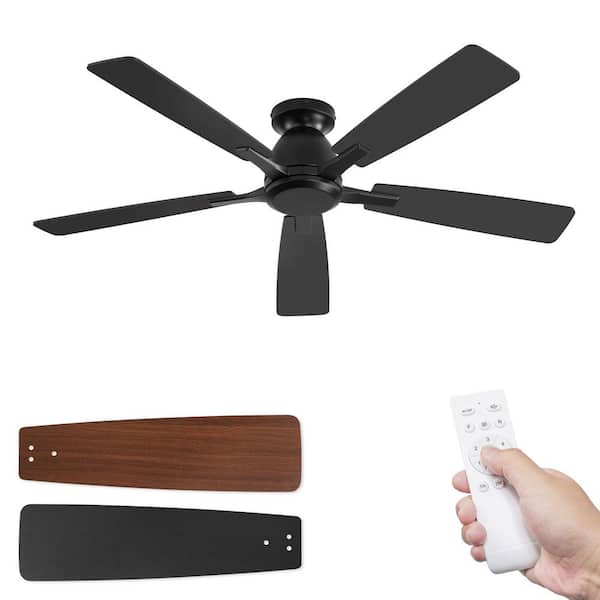 52 Inch Black Smart Indoor/Covered Outdoor Ceiling Fan with Light Remote/APP Control and Quiet Reversible DC Motor