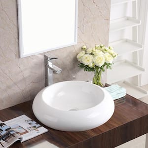 Valera 20 in. Vitreous China Round Vessel Bathroom Sink in White