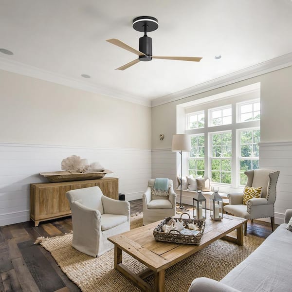 52 in. Modern Indoor Black Downrod Mount Standard Ceiling Fan with Light Kit and 3 ABS Blade Remote Included