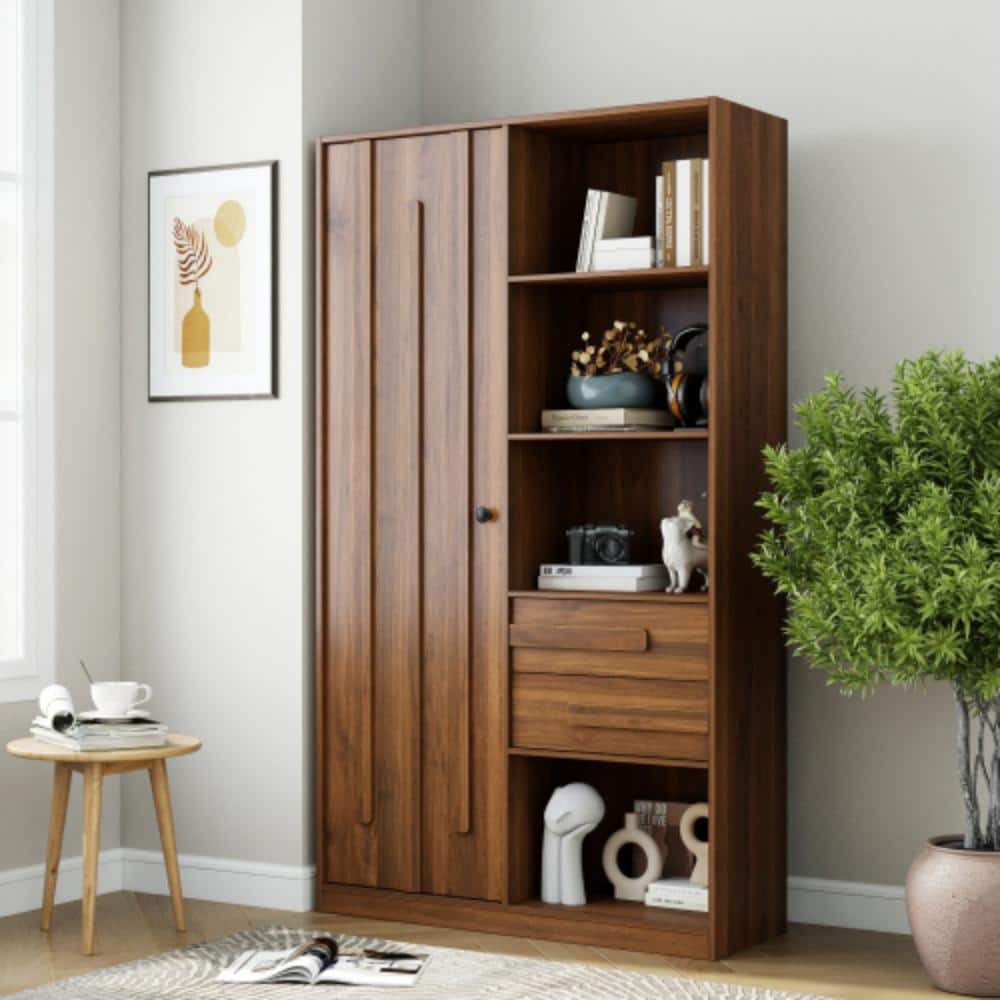 "14"" Floor Tall Storage Cabinet with Fluted Door & Drawers, White" price history on PriceWatchPro