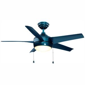 Windward 44 in. LED Blue Ceiling Fan with Light Kit