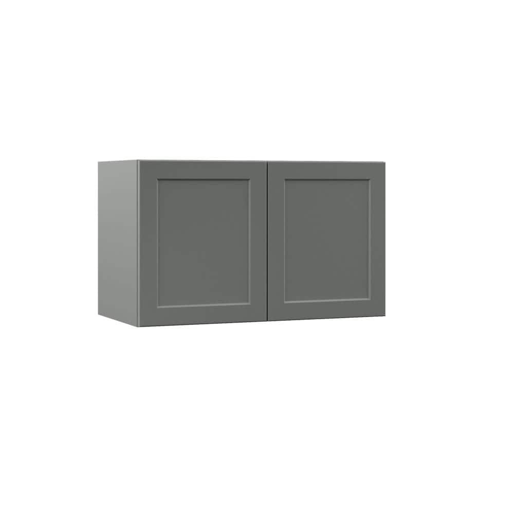 Hampton Bay Designer Series Melvern Storm Gray Shaker Assembled Deep Wall Bridge Kitchen Cabinet 