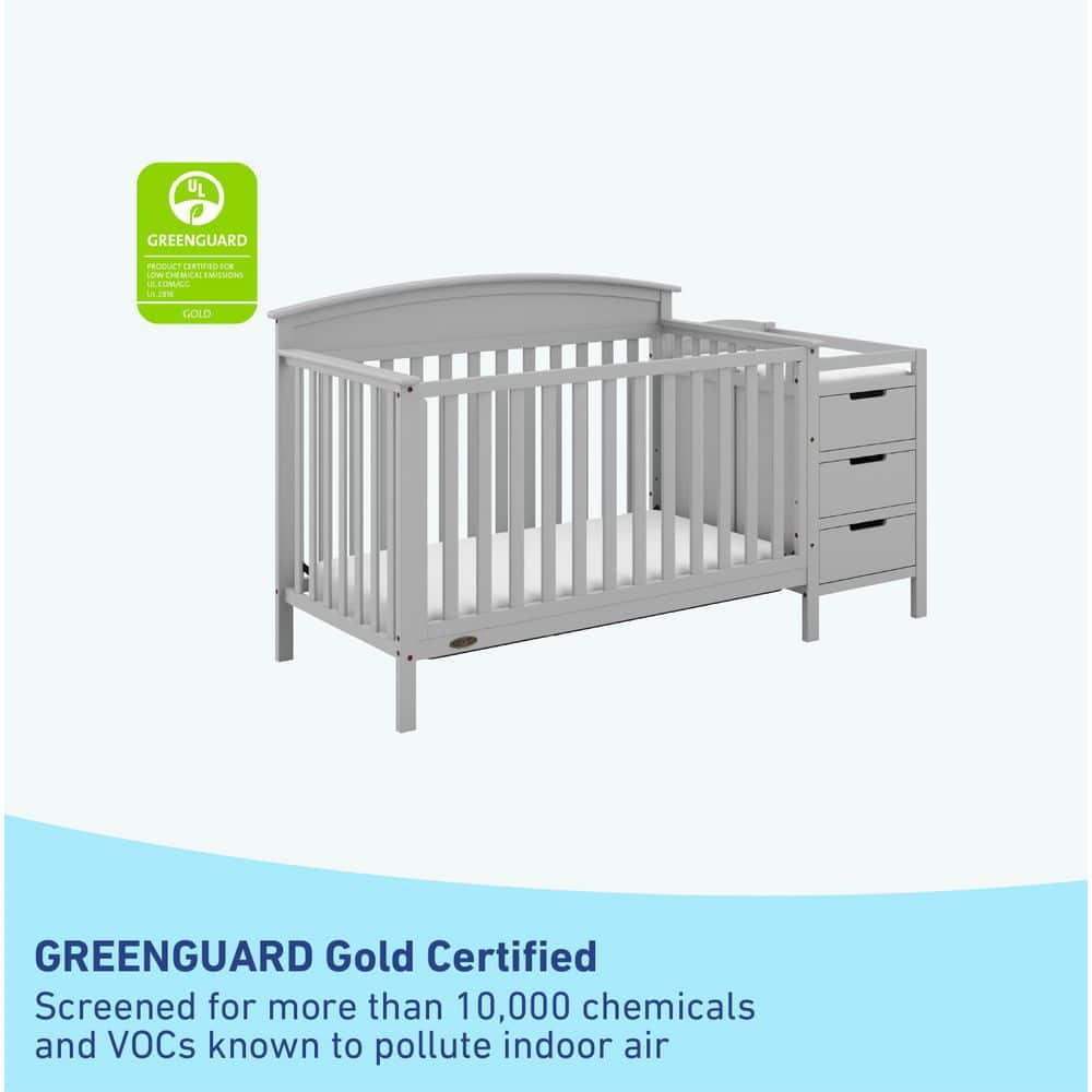 Pebble Gray Pine Convertible Crib and Changer with Storage