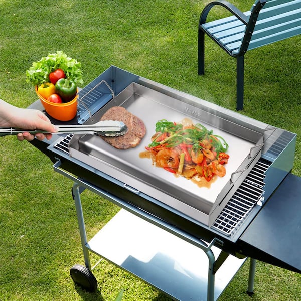 Stainless Steel Griddle 23.5 in. x 16 in. Pre-Seasoned Stove Top Griddle Non-Stick Family Pan Cookware