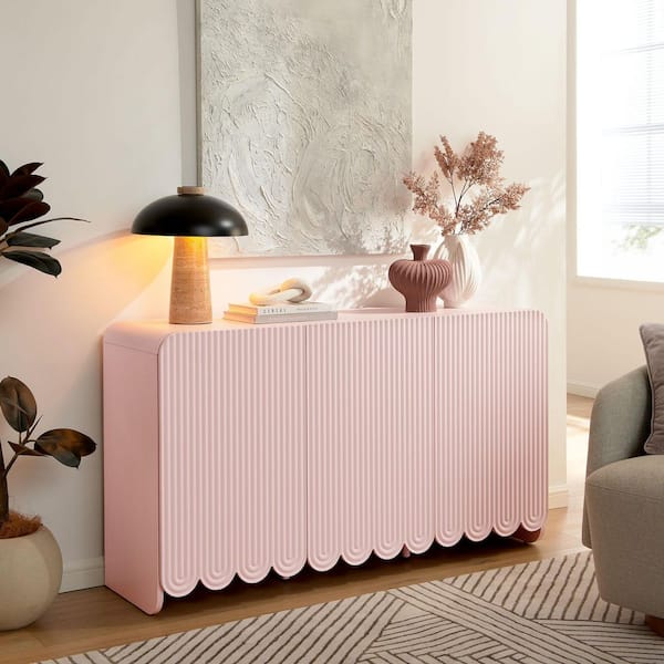 Dahlia 55-in. Fluted MDF Sideboard Cabinet in Soft Pink