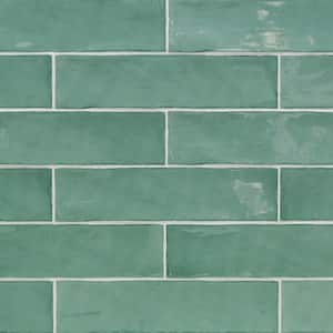 Catalina Green Lake 3 in. x 12 in. x 8 mm Polished Ceramic Subway Wall Tile (10.76 sq. ft./case)