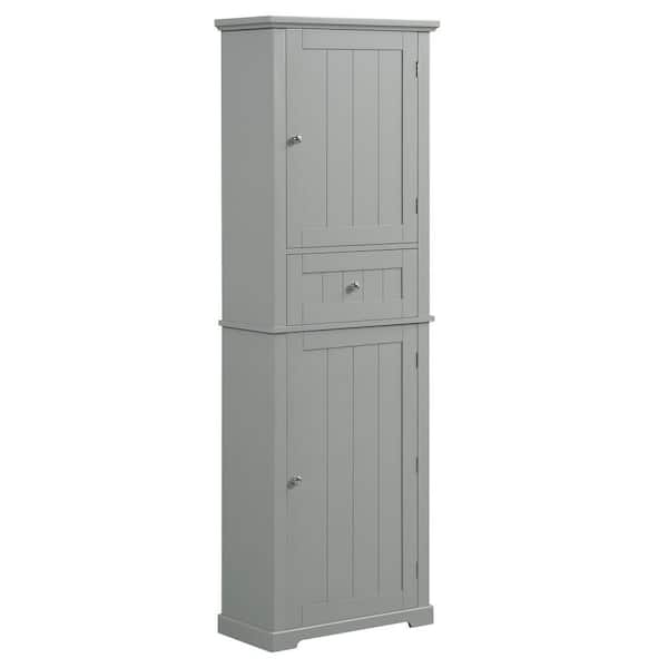 22 in. W x 11 in. D x 67.3 in. H Freestanding Gray Linen Cabinet Tall Bathroom Storage Cabinet