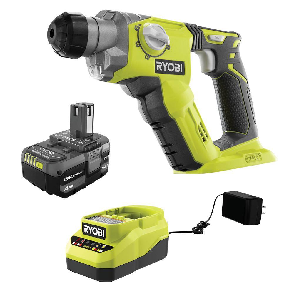 ONE+ 18V Cordless 1/2 in. SDS-Plus Rotary Hammer Kit with (1) 4.0 Ah Battery and Charger