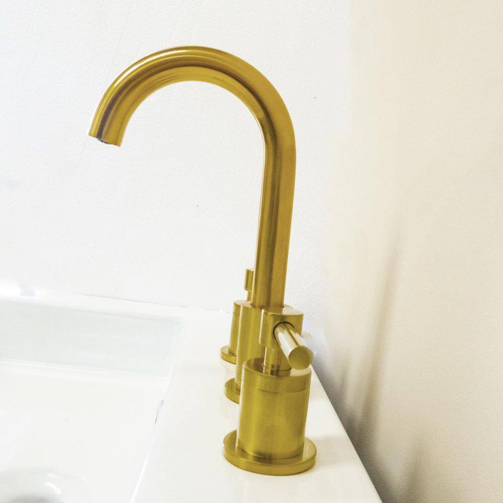 Gold Stainless Steel Double-Handle Widespread Bathroom Faucet