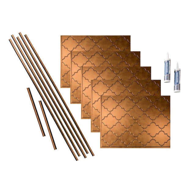 Fasade Monaco 18 in. x 24 in. Antique Bronze Vinyl Decorative Wall Tile Backsplash 15 sq. ft. Kit