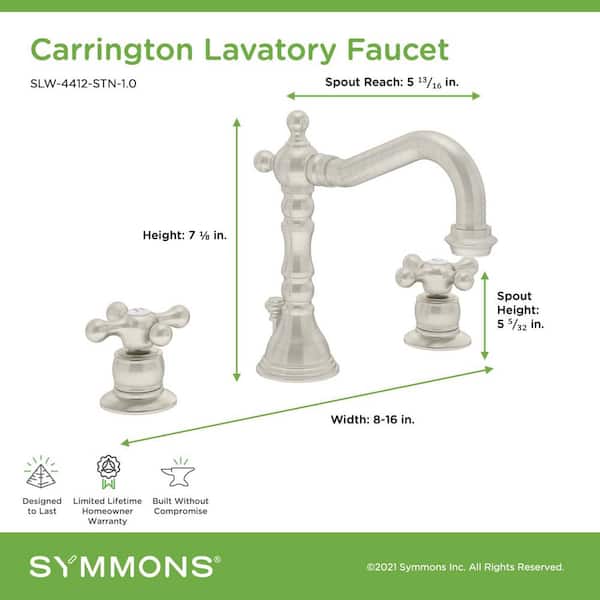 Symmons Carrington Satin Nickel 2-handle Widespread WaterSense Bathroom Sink Faucet Symmons Carrington Satin Nickel 2-handle Widespread WaterSense Bathroom Sink Faucet