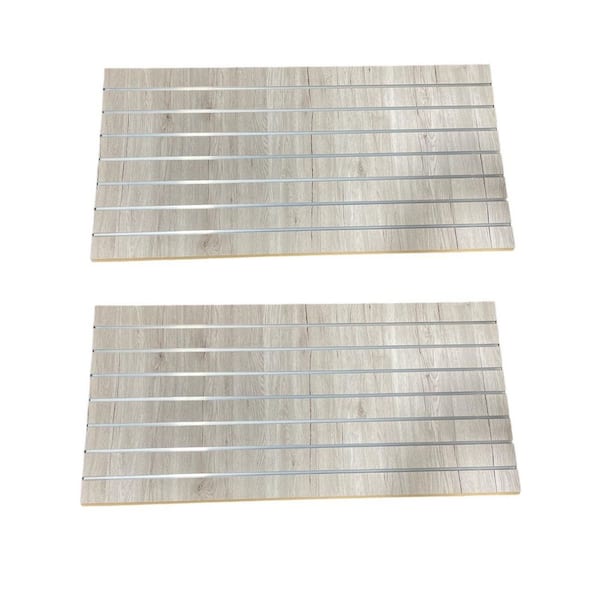 24 in. H x 48 in. W Barnwood Slatwall Panels with Metal Inserts