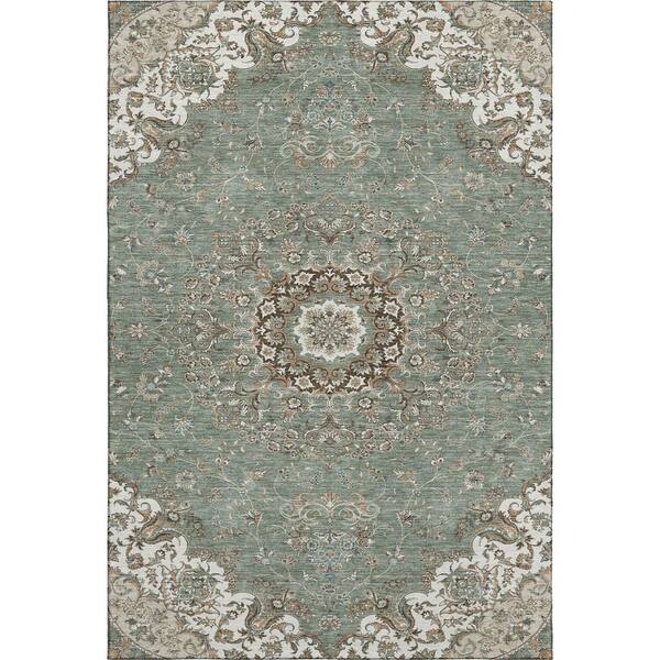 Mayfield Premium Machine Washable Abstract AMF2495 Sage 9 ft. x 12 ft. Area Rug