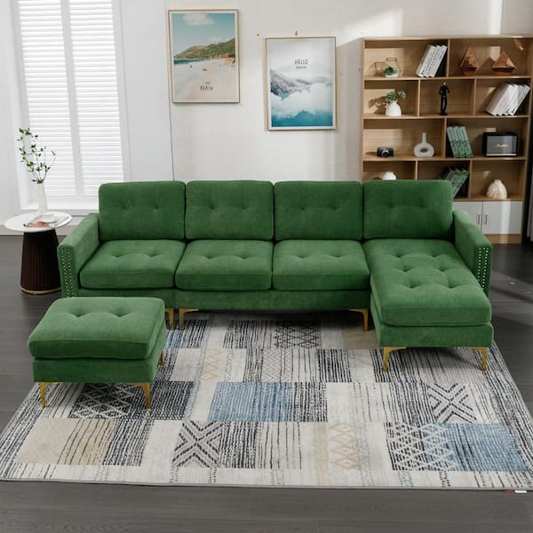 Clihome 110 in. Square Arm Velvet Rectangle Convertible