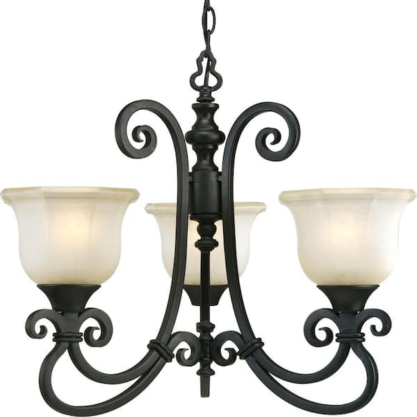 Progress Lighting Guildhall Collection Forged Black 3-light Chandelier-DISCONTINUED