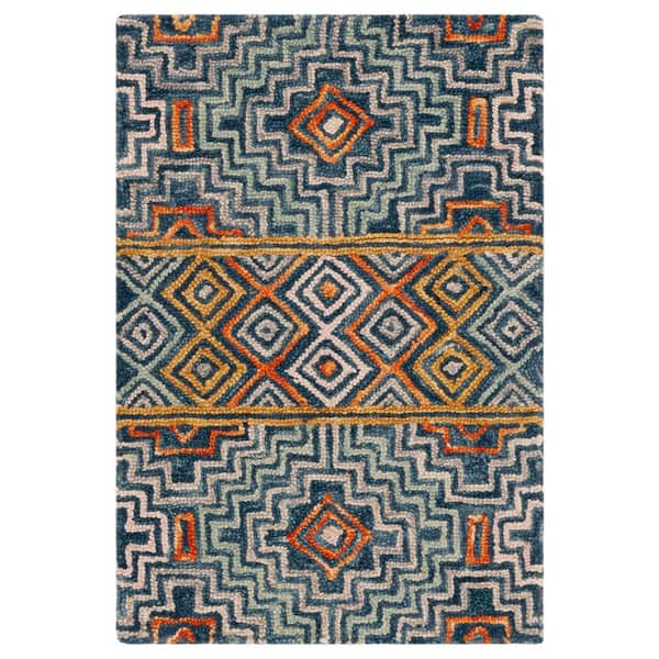 SAFAVIEH Aspen Blue/Gold 2 ft. x 5 ft. Bohemian Geometric Area Rug