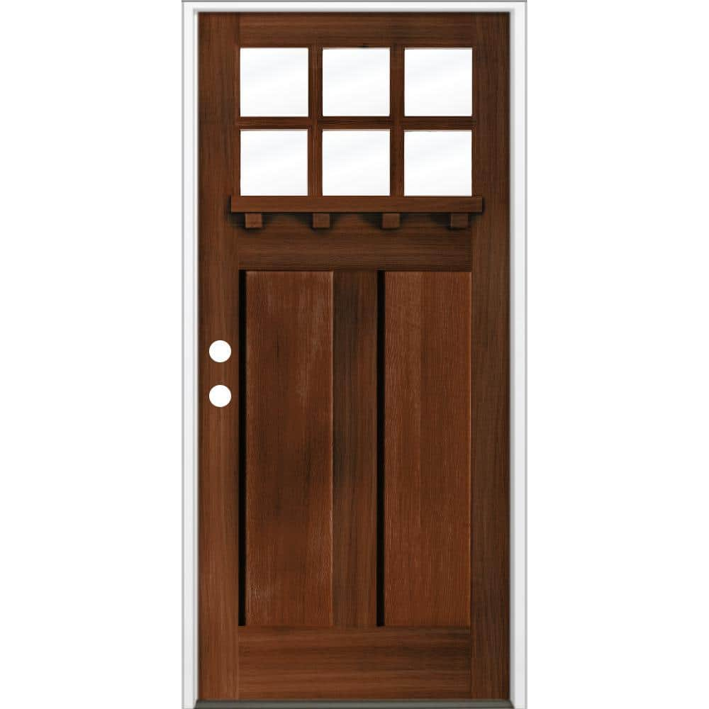 Krosswood Doors 36 in. x 80 in. Craftsman Right Hand 6-Lite Clear Glass ...