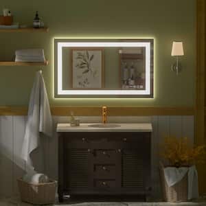 40 in. W x 24 in. H Anti-Fog Rectangular LED Frameless Power Off Memory Function Wall Bathroom Vanity Mirror in Silver