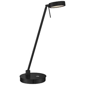 George's Reading Room 18.75 in. Black Contemporary 1-Light Dimmable Table Lamp for Office with Rectangular Shade
