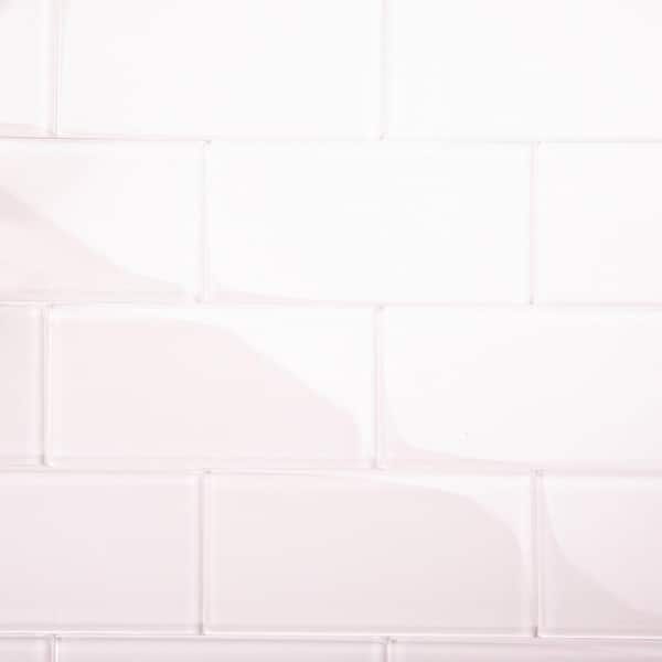 Giorbello Rose Pale Pink 3 in. x 6 in. x 8mm Glass Subway Tile