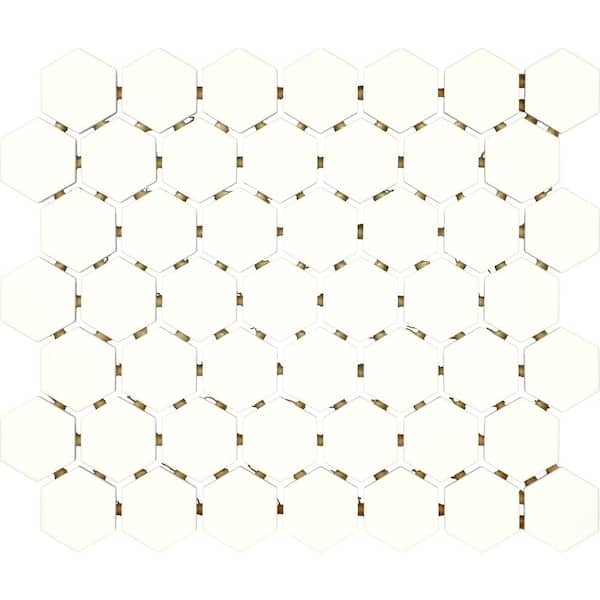 Restore Bright White 10 in. x 12 in. Glazed Ceramic Hexagon Mosaic Tile (0.81 sq. ft./each) Restore Bright White 10 in. x 12 in. Glazed Ceramic Hexagon Mosaic Tile (0.81 sq. ft./each)