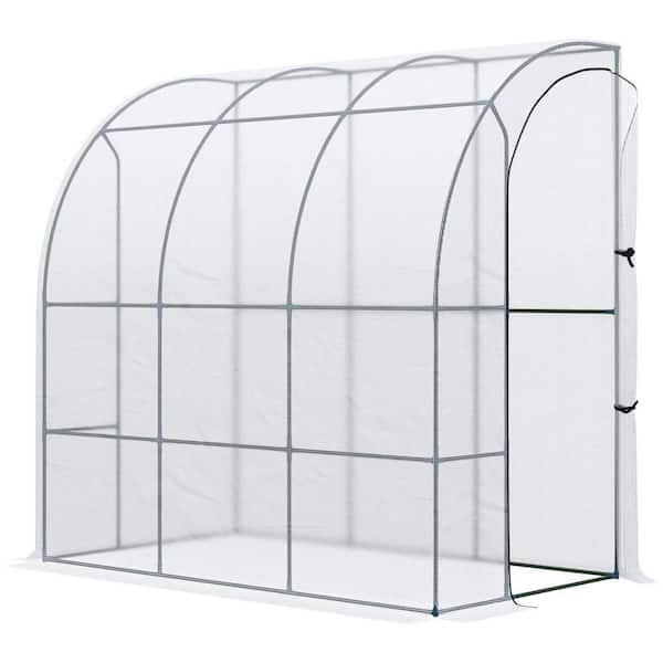 7 x 4 x 7 ft. Portable Walk-In Lean-To Greenhouse with PE Cover, Roll-Up Window and Zippered Door, Outdoor Plant Nursery