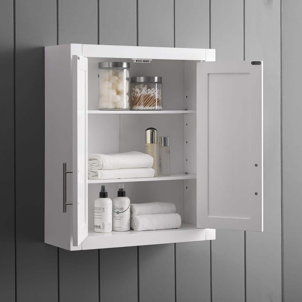 Savannah 31" White MDF Wall-Mounted Bathroom Cabinet with Chrome Hardware