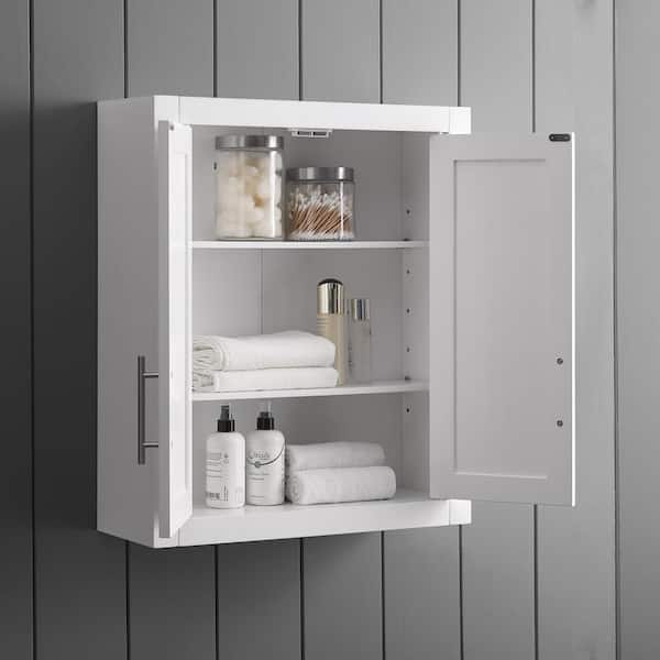 CROSLEY FURNITURE Savannah 22 in. x 26 in. x 8 in. Surface-Mount Medicine Cabinet in White