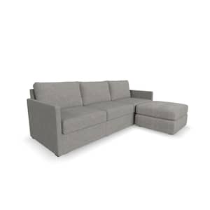 Flex 99 in. Straight Arm Flex Live Smart Performance Fabric Upholstered Sofa and Bumper Ottoman in Pebble Dark Gray