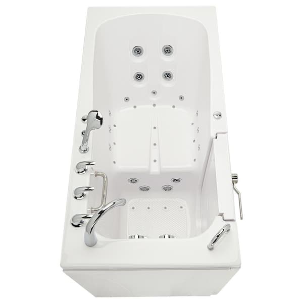 Ella Big4One 66 in. MicroBubble, Whirlpool and Air Bath Walk-In Bathtub in  White, Independent Foot Massage, Dual Drain OA3366TM5PL - The Home Depot