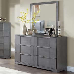 2pc Invern Gray 6-Drawer 58 in. Wide Dresser with Mirror
