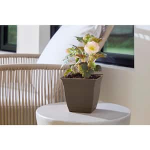 5 in. Jenkins Small Blue Ceramic Planter (5 in. D x 6.3 in. H) with Wood Stand