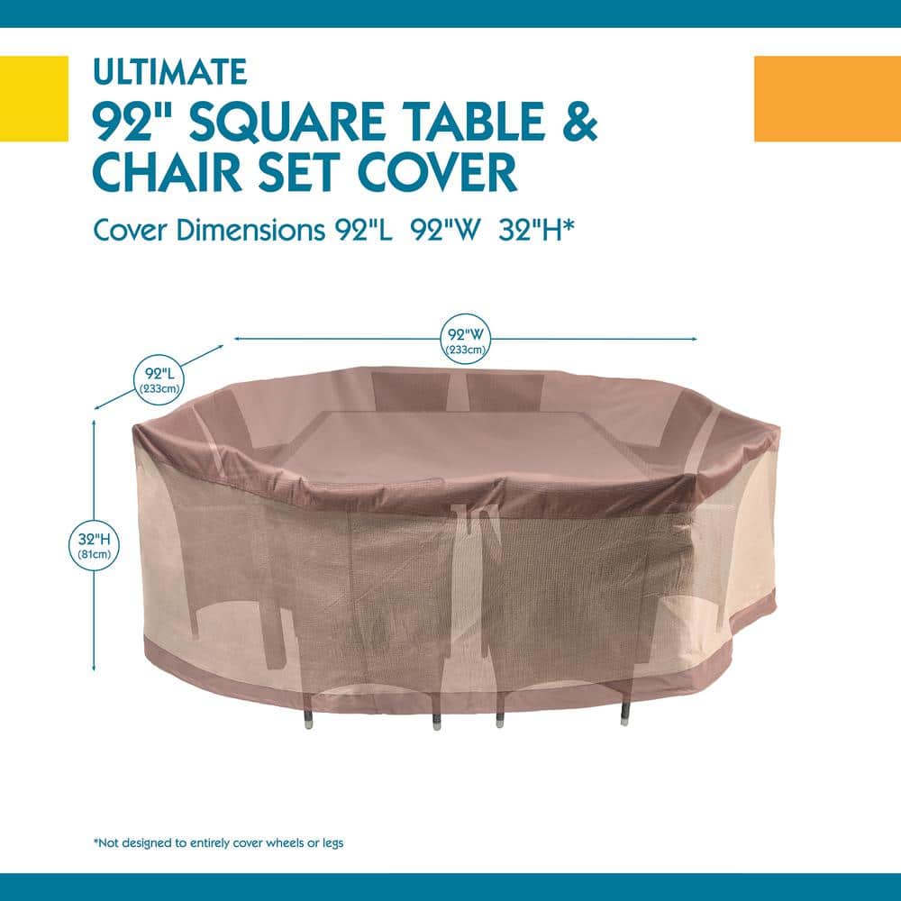 Ultimate Waterproof 92 Inch Beige and Brown Patio Table & Chair Set Cover