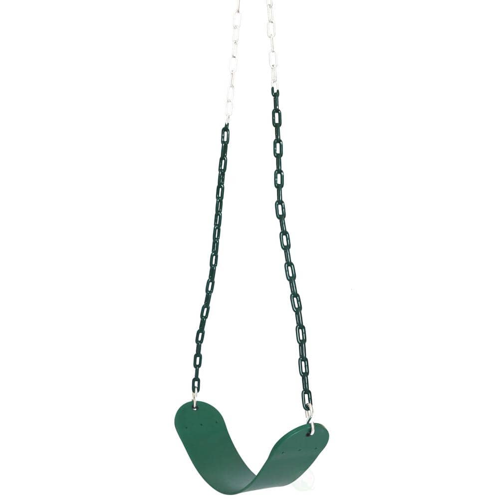 PLAYBERG Heavy-Duty Flexible Green Belt Swing with Coated Metal Chain  QI003376 - The Home Depot
