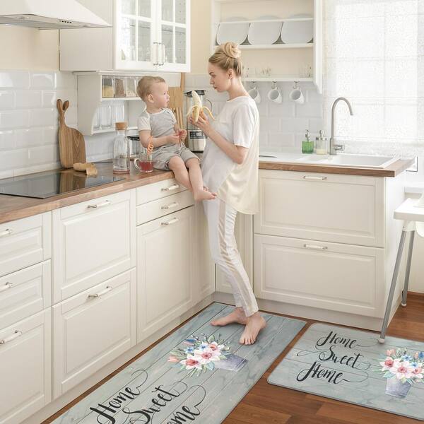 Green Kitchen Mat Set of 2 Marble Thick Kitchen Rugs anti Fatigue