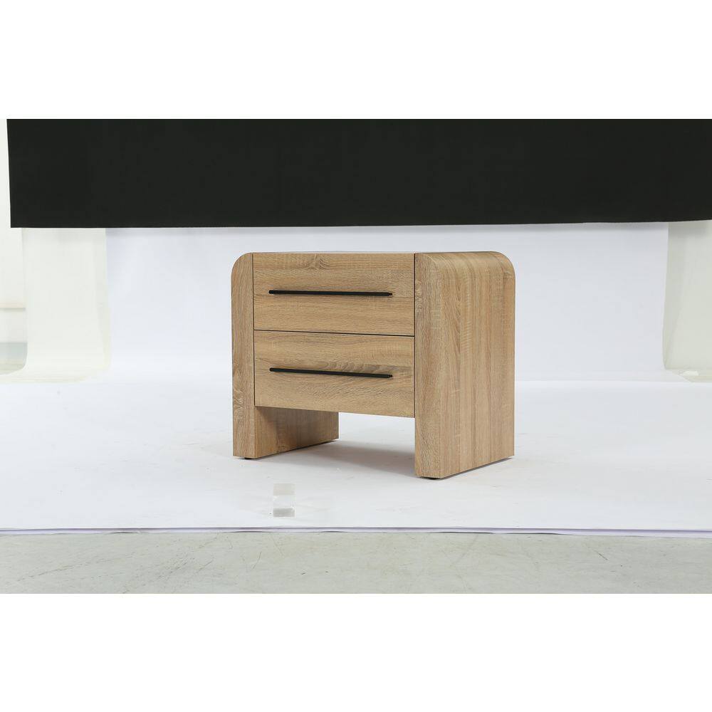 Fenley Brown 2 Drawer 27 in. W Nightstand, Farmhouse Bedside Table with Drawer Storage for Bedroom and Home