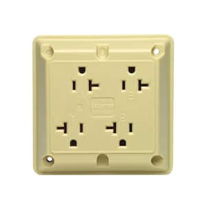 20 Amp Industrial Grade Heavy Duty 4-in-1 Grounding Outlet, Ivory