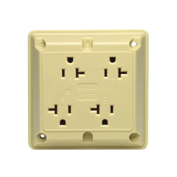 Leviton 20 Amp Industrial Grade Heavy Duty 4-in-1 Grounding Outlet, Ivory