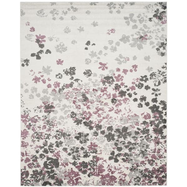 Adirondack Ivory/Purple 10 ft. x 14 ft. Floral Speckled Area Rug