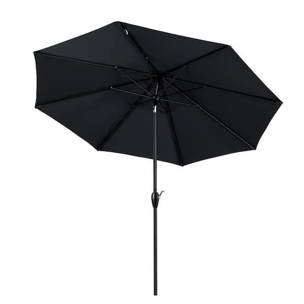 WELLFOR 9 ft. Aluminum Market Tilt Patio Umbrella in Space Grey