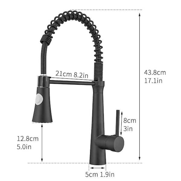 Modern Single Handle Pull Down Sprayer Kitchen Faucet with Dual Function Sprayhead in Matte Black