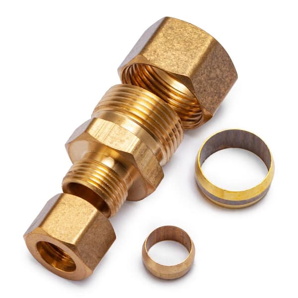 LTWFITTING 3/16 in. O.D. Brass Compression Coupling Fitting (30-Pack)  HF62330 - The Home Depot