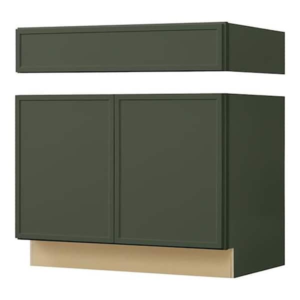 Leyton 36 in. W x 24 in. D x 34.5 in. H Ready to Assemble Plywood Slim Shaker Sink Base Kitchen Cabinet in Fern Green