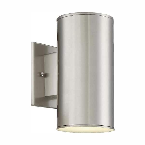 Designers Fountain Barrow 11-Watt Satin Platinum Outdoor Integrated LED Wall Lantern Sconce